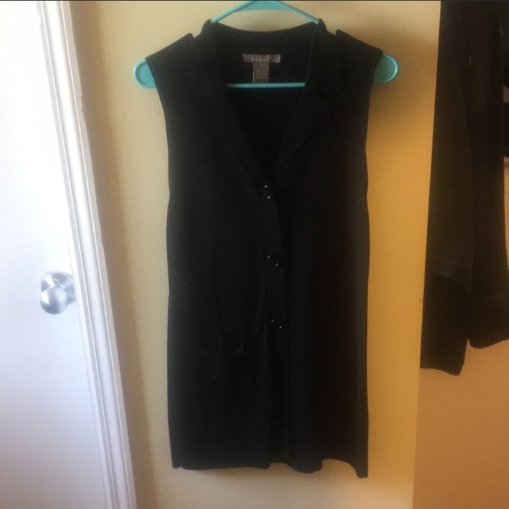 Kenar  black long sweater vest size‎ small